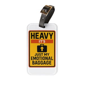 Emotional Baggage Luggage Tag: Acrylic Travel Accessory with Leather Strap