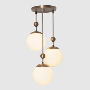 3 Globe Brass Ceiling Light Handmade Sputnik Flush Mount Pendant Fixture