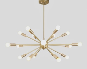 Handmade Mid Century Sputnik Chandelier , Modern CLASSIC Brass Sputnik Ceiling Light Fixture Lamp 18 light 32 inch