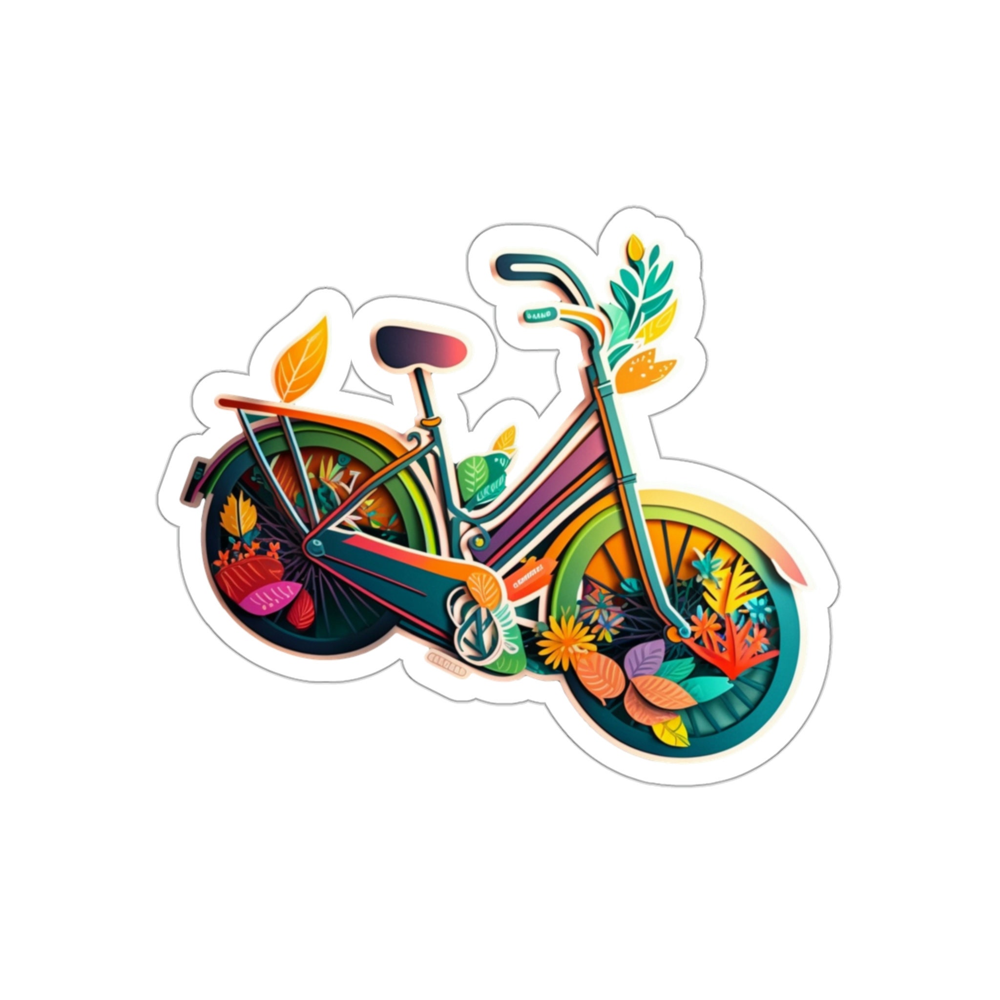 Floral Bicycle Die-cut Sticker Laptop Sticker Water Bottle - Etsy