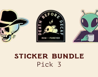 Funny Coffee Sticker Bundle – Laptop Decals, Pick Any 3