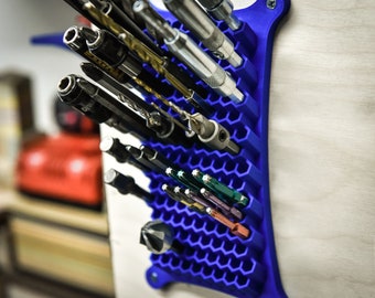 Wall Mounted 3D Printed Hex Bit Holder: 1/4&quot; Drive Organizer