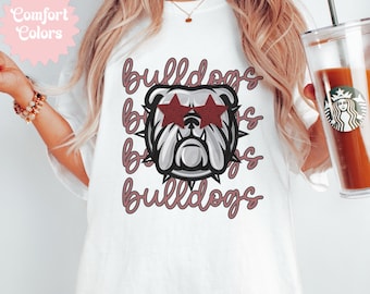 Bulldog Shirt, Comfort Colors Shirt, Bulldogs Spirit TShirt, Teacher T-Shirt, Mascot Shirt, Bulldog Football, Bulldog Sports Mom Shirt