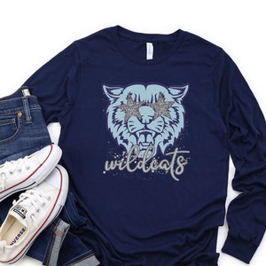 Wildcats Shirt, Preppy Wildcats Shirt, Teacher T-Shirt, Unisex Long Sleeve Tee, Team Mascot Shirt, Wildcats Basketball, Wildcat Spirit Shirt