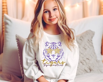 Kids Tigers Sweatshirt, Youth Tigers Gymnastics Sweatshirt, Kids Gymnastics Sweater, Mascot Shirt, Kids Tigers Gymnastics Sweatshirt