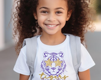 Purple Tigers Gymnastics Kids TShirt, Tigers Gymnastics Youth Purple Tee, Girls Purple Tigers Gymnastics Shirt, Tigers Gymnastics Team Shirt
