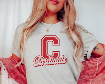 Cardinal Shirt, School Spirit TShirt, Mascot Shirt, Cardinal Football Shirt, Cardinal Mom Shirt, Sport Graphic Tee, Retro Cardinal Shirt