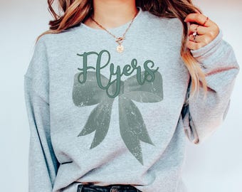 Flyers Coquette Bow Sweatshirt, Flyers Mascot Bow Sweater, Flyers Teacher Sweatshirt, Coquette School Sweater, Flyers Football Sweater
