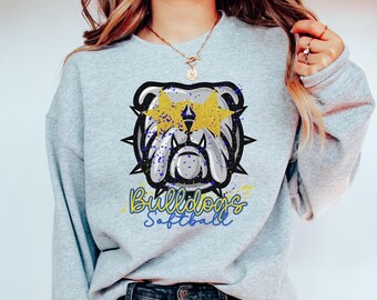 Sudadera con motivo de bulldog, sudadera con espíritu bulldog, sudadera para profesores, suéter de mascota, sudadera con motivo de mamá deportista bulldog, sudadera para el día del juego