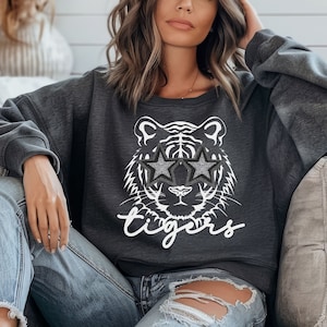 Tigers Sweatshirt, Preppy Tiger Sweatshirt, Tigers Spirit Shirt, Tigers Football, Tigers Mascot Sweatshirt, Tigers Spirit Sweatshirt