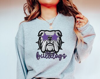 Bulldog Sweatshirt, Preppy Bulldog Sweatshirt, Teacher Sweatshirt, Mascot Sweater, Bulldog Sports Mom Sweatshirt, Game Day Sweatshirt