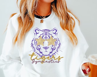 Tigers Sweatshirt, Tigers Gymnastics Sweatshirt, Preppy Tigers Sweatshirt, Tigers Mascot Sweater, Tigers Spirit Sweatshirt, Tigers Crewneck