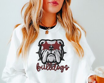 Bulldog Sweatshirt, Preppy Bulldog Sweatshirt, Teacher Sweatshirt, Mascot Sweater, Bulldog Sports Mom Sweatshirt, Game Day Sweatshirt