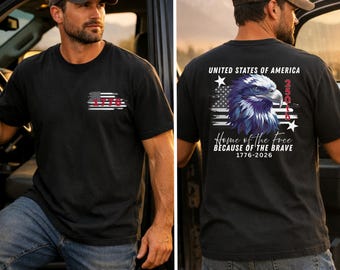 1776 Shirt, Land of the Free, Front and Back Print, America 250th Anniversary Shirt, Independence Day Shirt, Patriotic Shirt, America Tee