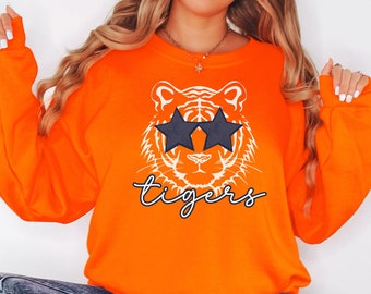 Felpa Tigers, Felpa Preppy Tiger, Camicia Spirit Tigers, Calcio Tigers, Felpa mascotte Tigers, Felpa Navy Tigers Spirit