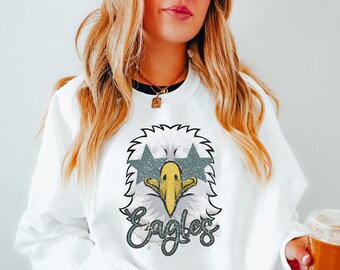 Eagles Sweatshirt, Preppy Eagle Sweatshirt, Teacher Sweatshirt, Team Mascot Sweater, Eagles Mom Sweatshirt, Eagle Spirit Sweatshirt