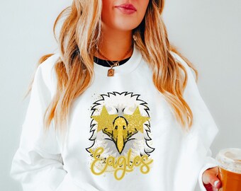 Eagles Sweatshirt, Preppy Eagle Sweatshirt, Teacher Sweatshirt, Team Mascot Sweater, Eagles Football, Eagles Mascot Sweatshirt