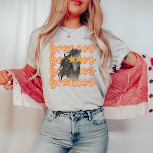 Bronco Shirt, Preppy Bronco Shirt, School Spirit TShirt, Teacher T-Shirt, Mascot Shirt, Bronco Sports Mom Shirt, Game Day Tee, Bronco Tee