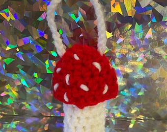 Crochet Mushroom Lip balm/Lighter Holder Keychain