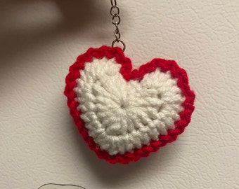 Red and White Heart Keychain