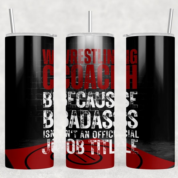 Wrestling coach tumbler wrap for 20oz skinny tumblers. wrestling coach gift template. instant digital download file!