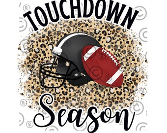 Cheetah Print Football PNG, Touchdown Season Design (Digital Download)