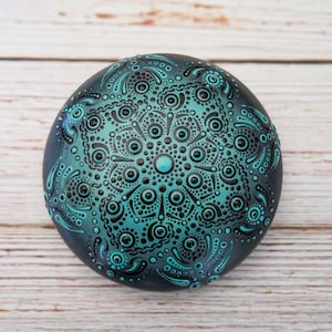 Blue Fade Handmade Painted Stone Mandala