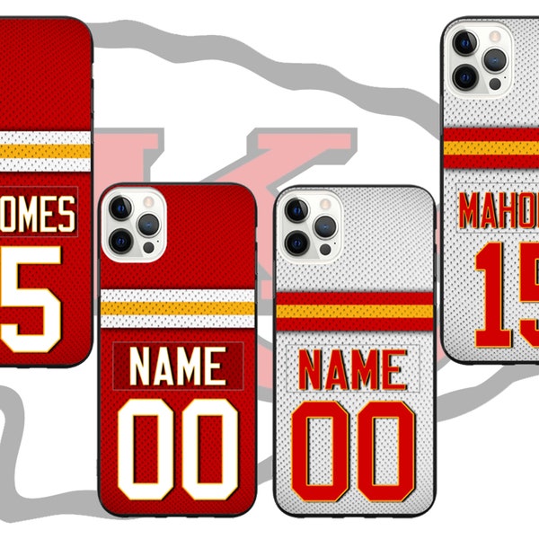 Kansas City Football Mahomes Kelce Pacheco Jersey Style iPhone 14 13 12 11 X 8 7 6 Case Name and number Customizable