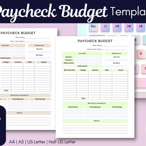 Paycheck Budget Template, Editable Budget Planner, Paycheck Budget Planner Editable Personal Budget Paycheck Budget Overview Budget Template