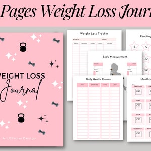Weight Loss Journal, Weight Tracker, Meal Planner Template, Editable Weight Loss Planner, Digital Download, Printable Weight loss Journal