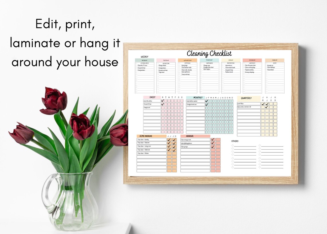 Editable Cleaning Checklist Cleaning Schedule Printable Daily Weekly ...