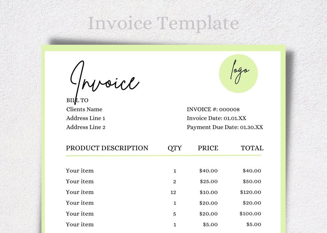 Printable Invoice Template, Simple Invoice Template, Invoice Tracker ...