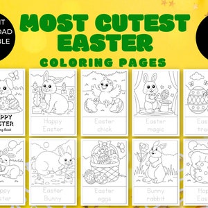 Easter Coloring Pages, Digital Download, Spring Coloring Pages, Easter Bunny Coloring Sheets, Kids Coloring, Easter Activity For Kids