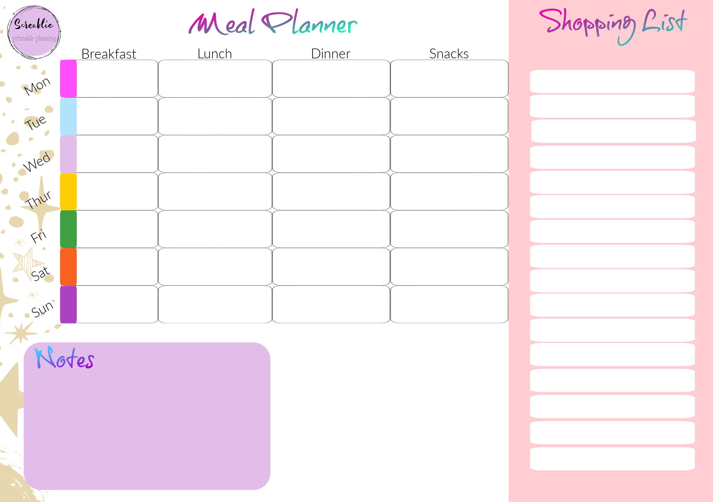Weekly Meal Planner Printable With Shopping List Organised Meal Weekly Meal Planner Printable With Shopping List Organised Meal