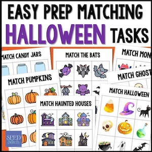 Easy Prep Halloween Matching Tasks File Folders for Special Education Autism