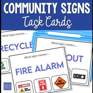 Community & Safety Signs Identification Task Cards for Autism Special Education