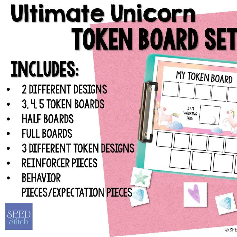 Unicorn Token Boards (reward Charts) Visuals for Positive Behavior ...