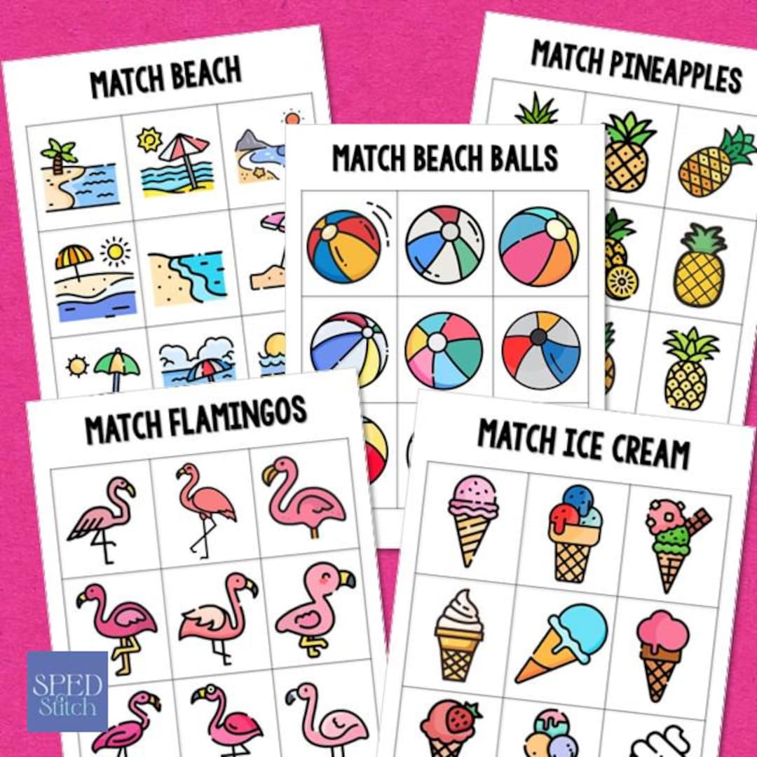 Summer Matching File Folder Activities | Special Education Life Skills ...