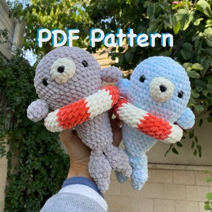 CROCHET PDF PATTERN: swimming seal (seal + floaty)