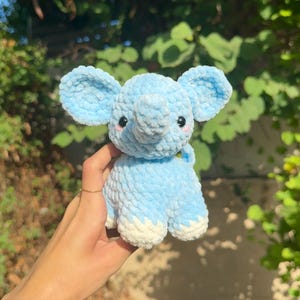 Handmade Crochet Elephant Toy in Blue Jumper