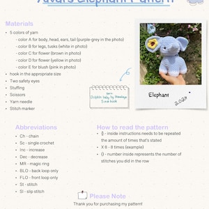 CROCHET PDF PATTERN: Elephant image 5