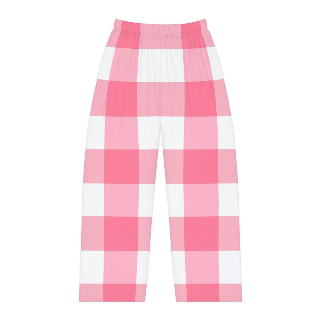 Women's Pink Plaid Pajama Pants Lounge Pants Elastic Etsy