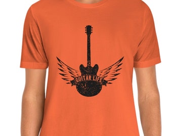 Retro Guitar Life with Wings T-Shirt: Rock Guitar Tee