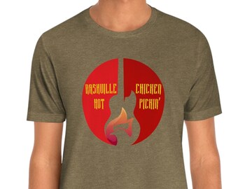 Retro Nashville Hot Chicken Guitar T-Shirt: Vintage Music Tee