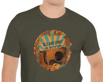 Vintage Acoustic Guitar T-Shirt: Old and Funky Guitarist Tee