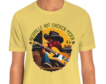 Nashville Hot Chicken Pickin' Guitar T-shirt - Retro Music Lover Gift