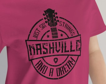 Nashville Guitar T-shirt: Vintage Six Strings Music Tee