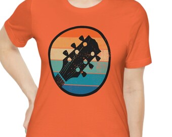 Retro Guitar Headstock T-Shirt: Rainbow Circle Guitar Tee