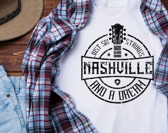 Nashville Guitar T-shirt: Vintage Six Strings Music Tee