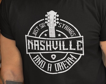 Nashville Six Strings Guitar T-Shirt: Retro Country Music Tee